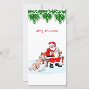 Frohe Weihnachten - Weihnachtsmann mit Katze und H
