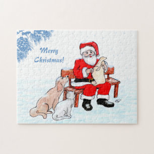 Frohe Weihnachten - Weihnachtsmann mit Katze und H