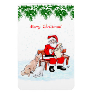 Frohe Weihnachten - Weihnachtsmann mit Katze und H Magnet