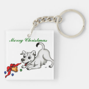 Frohe Weihnachten - Weihnachtsmann mit Katze und H Schlüsselanhänger