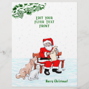 Frohe Weihnachten! Weihnachtsmann mit Katze und Hu Flyer