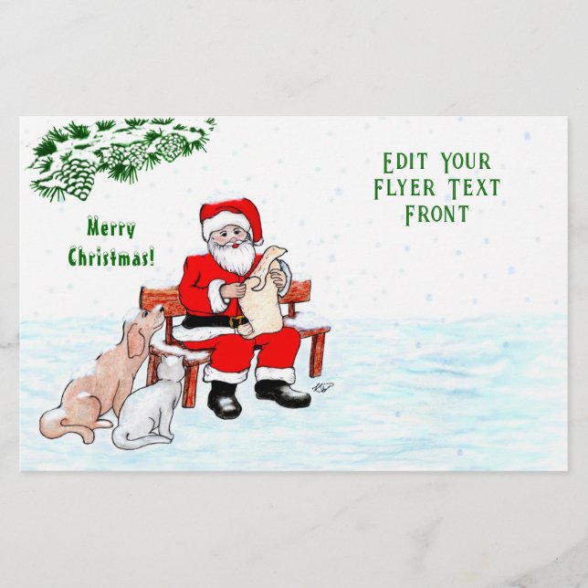 Frohe Weihnachten! Weihnachtsmann mit Katze und Hu Flyer (Vorne)