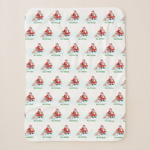 Frohe Weihnachten! Weihnachtsmann mit Katze und Hu Sherpadecke