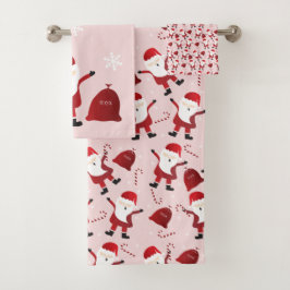 Frohe Weihnachten Weihnachtsmann Muster Red White Badhandtuch Set