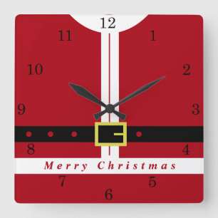 Frohe Weihnachten - Weihnachtsmann Quadratische Wanduhr