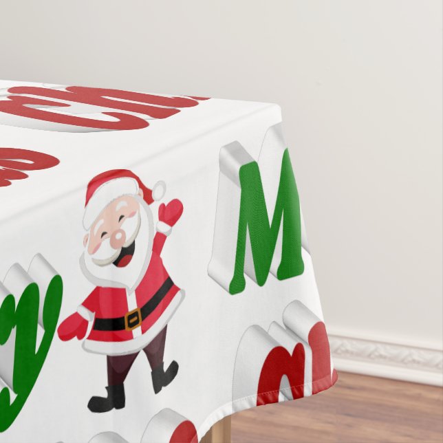 Frohe Weihnachten Weihnachtsmann rot-grüne Typogra Tischdecke (Beispiel)