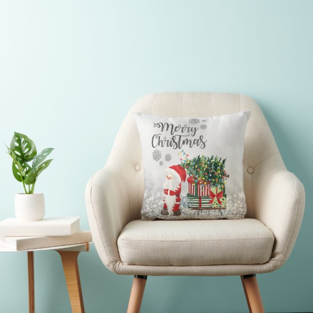 Frohe Weihnachten, Weihnachtsmann, Schlitten, Gesc Kissen (Stuhl )