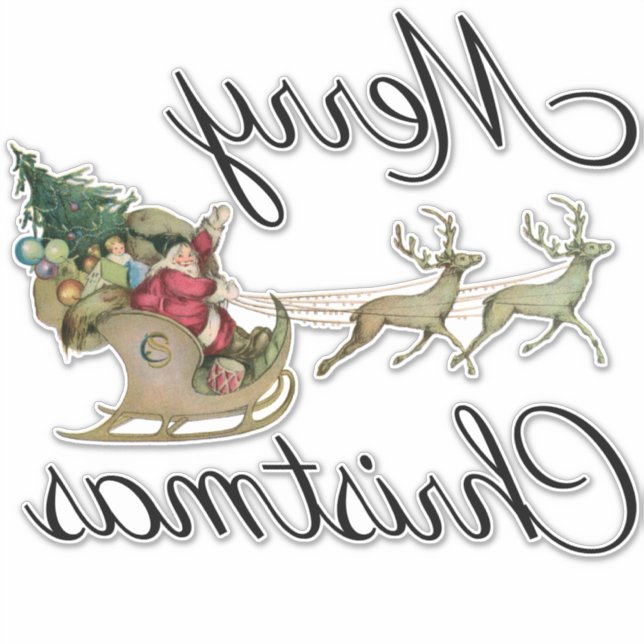 Frohe Weihnachten Weihnachtsmann Sleigh Window Dec Aufkleber (Vorderseite)