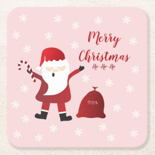 Frohe Weihnachten Weihnachtsmann Snowflakes Red Wh Rechteckiger Pappuntersetzer