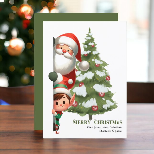 Frohe Weihnachten Weihnachtsmann und Elf Personali (Merry Christmas Santa Claus & Elf Personalized Holiday Card from Ricaso. digital download available)