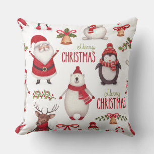 Frohe Weihnachten Weihnachtsmann und Freunde Kissen