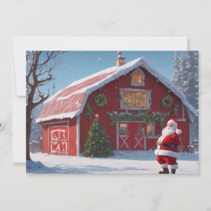 Frohe Weihnachten - Weihnachtsmann und rote Scheun