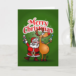 Frohe Weihnachten - Weihnachtsmann und sein Ren