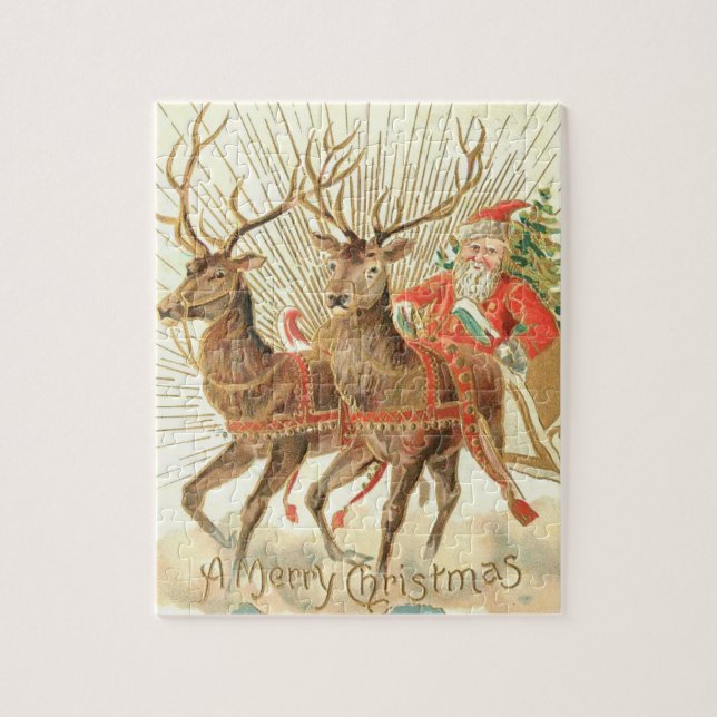 Frohe Weihnachten (Weihnachtsmann und sein Rentier (Vertikal)