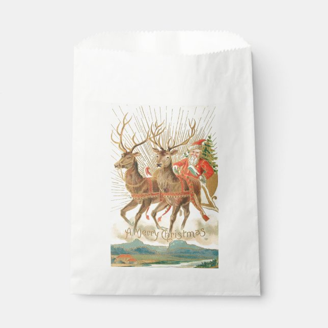 Frohe Weihnachten (Weihnachtsmann und sein Rentier Geschenktütchen (Vorderseite)