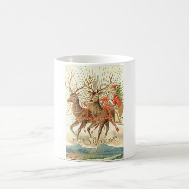 Frohe Weihnachten (Weihnachtsmann und sein Rentier Kaffeetasse (Mittel)