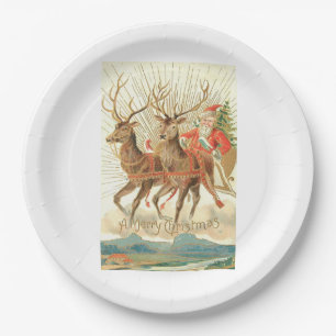 Frohe Weihnachten (Weihnachtsmann und sein Rentier Pappteller