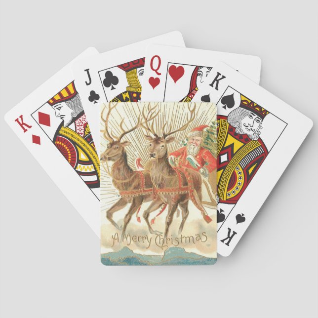 Frohe Weihnachten (Weihnachtsmann und sein Rentier Spielkarten (Rückseite)