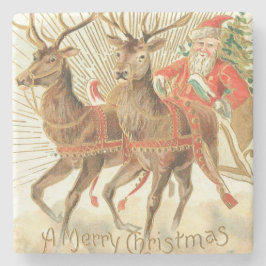 Frohe Weihnachten (Weihnachtsmann und sein Rentier Steinuntersetzer