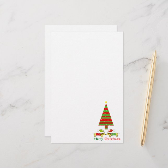 Frohe Weihnachten (Weihnachtsmänner) Briefpapier (Vorderseite/Rückseite Beispiel)
