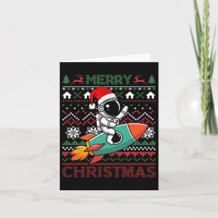 Frohe Weihnachten Weihnachtsmannmütze Astronaut Ro Karte