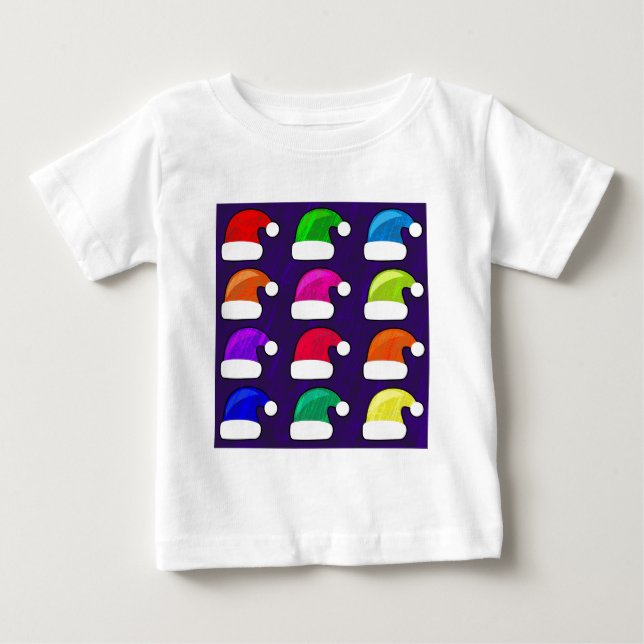 Frohe Weihnachten Weihnachtsmannmützen Red Blue Li Baby T-shirt (Vorderseite)