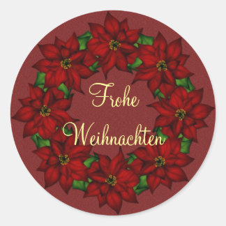 Frohe Weihnachten - Weihnachtsstern Motiv Runder Aufkleber