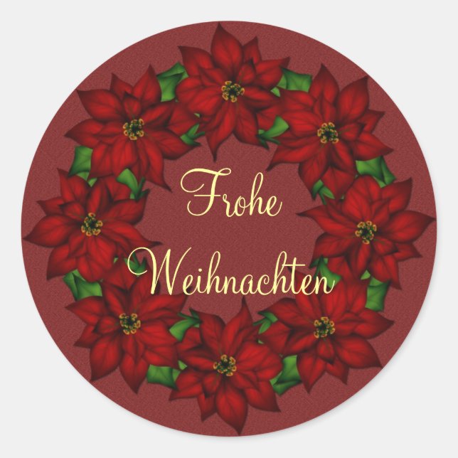 Frohe Weihnachten - Weihnachtsstern Motiv Runder Aufkleber (Vorderseite)