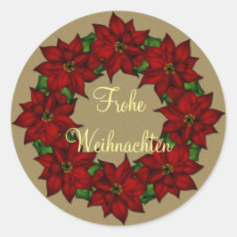 Frohe Weihnachten - Weihnachtsstern Motiv Runder Aufkleber