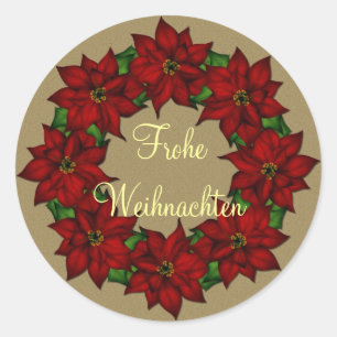 Frohe Weihnachten - Weihnachtsstern Motiv Runder Aufkleber
