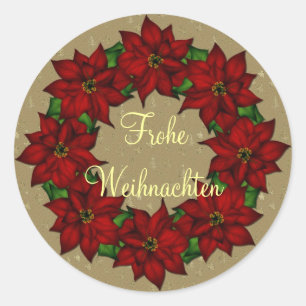 Frohe Weihnachten - Weihnachtsstern Motiv Runder Aufkleber