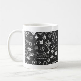 Frohe Weihnachten Weihnachtsymbole, Schwarz und We Kaffeetasse