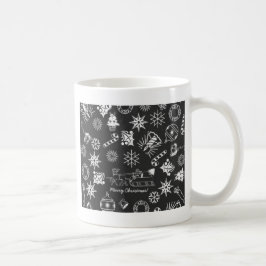 Frohe Weihnachten Weihnachtsymbole, Schwarz und We Kaffeetasse