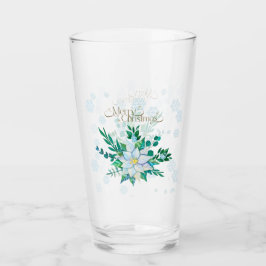 Frohe Weihnachten Weiße Poinsettia Schneeflocken Glas