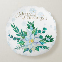 Frohe Weihnachten Weiße Poinsettia Schneeflocken