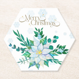 Frohe Weihnachten Weiße Poinsettia Schneeflocken Untersetzer