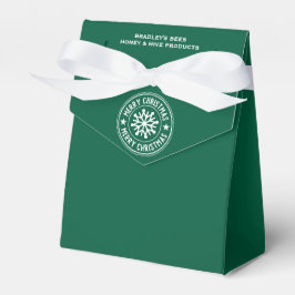 Frohe Weihnachten Weiße Schneeflocke auf grünem Ap Geschenkschachtel