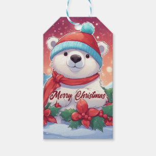 Frohe Weihnachten Weißer Eisbär Geschenkanhänger