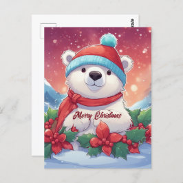 Frohe Weihnachten Weißer Eisbär Postkarte