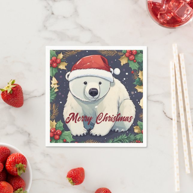 Frohe Weihnachten Weißer Eisbär Serviette (Beispiel)