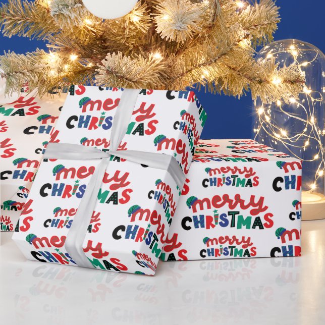 Frohe Weihnachten weißer Hintergrund Nahtlos Geschenkpapier (Feiertage)