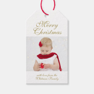 Frohe Weihnachten Weißes Foto Geschenkanhänger