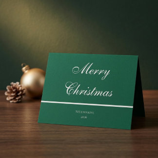 Frohe Weihnachten Weißes Skript Grüne Festtagskart Dankeskarte