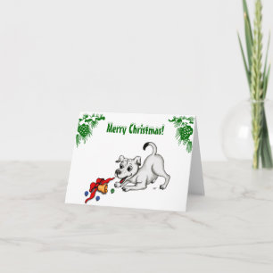Frohe Weihnachten! Welpe mit Bell und Ball Feiertagskarte