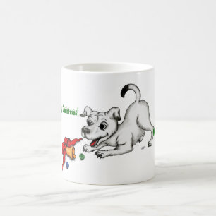 Frohe Weihnachten! Welpe mit Bell und Ball Kaffeetasse