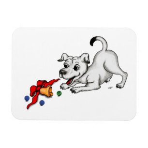 Frohe Weihnachten! Welpe mit Bell und Ball Magnet