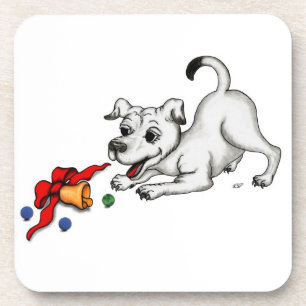 Frohe Weihnachten! Welpe mit Bell und Ball Untersetzer