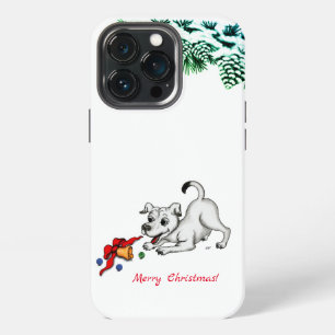 Frohe Weihnachten! Welpe mit Glocke und Ball iPhone 13 Pro Hülle