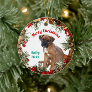 Frohe Weihnachten Welpe Personalisiert Keramik Ornament