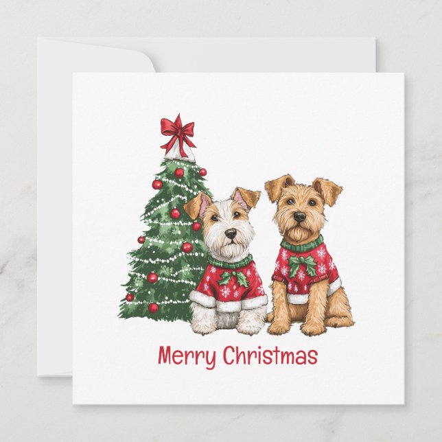 Frohe Weihnachten Welsh Wire Fox Terrier Hunde (Vorderseite)